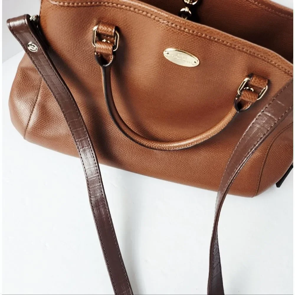 Coach Margot Carryall Satchel Saddle Brown Crossgrain Leather 13x9x5